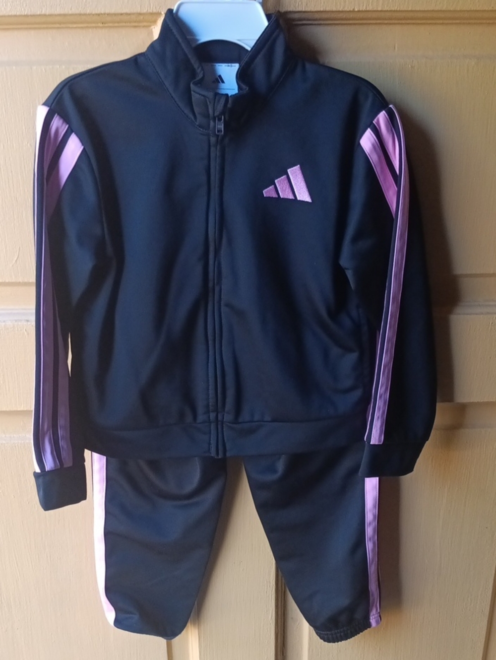 adidas Black and Pink Kids Track Jacket & Pants Set